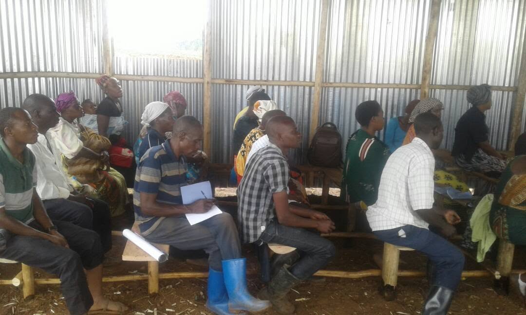 Farmers attending a training class in Tanzania